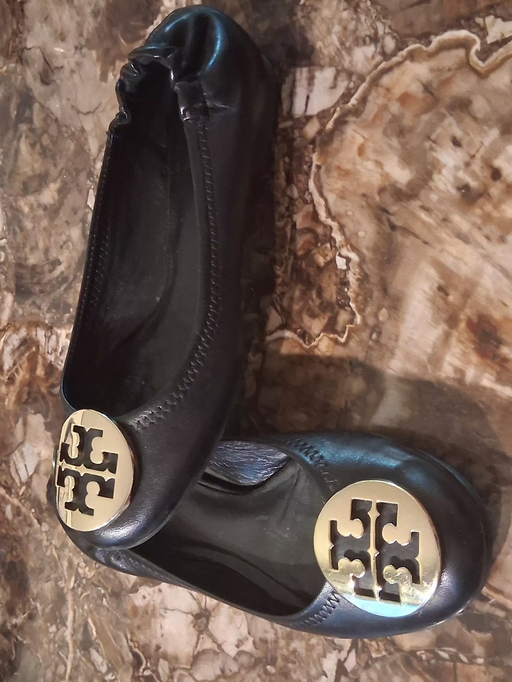 Tory Burch Black Reva Logo Ballet Flats - Picture 3 of 5